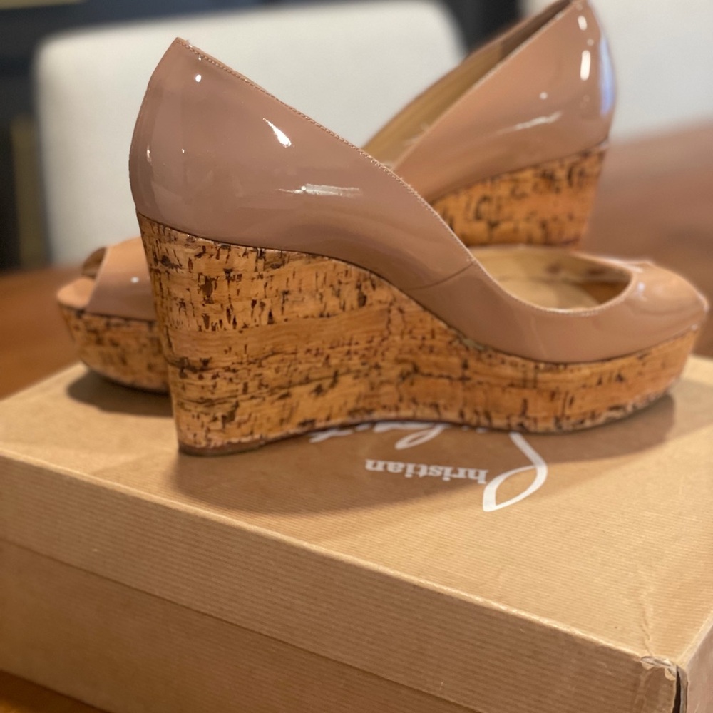 Christian Louboutin Nude Patent Wedges size 39